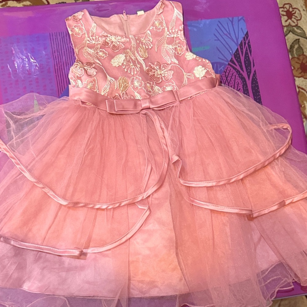 Pink Floral Embroidered Dress